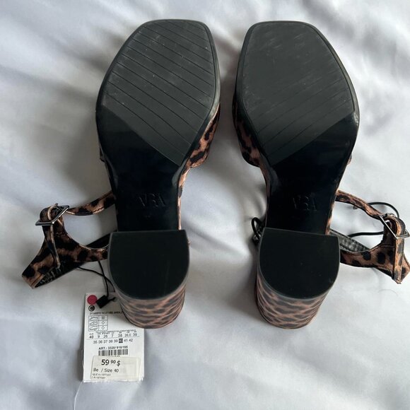 Zara Leppard Heel Sandal New - Picture 2 of 2